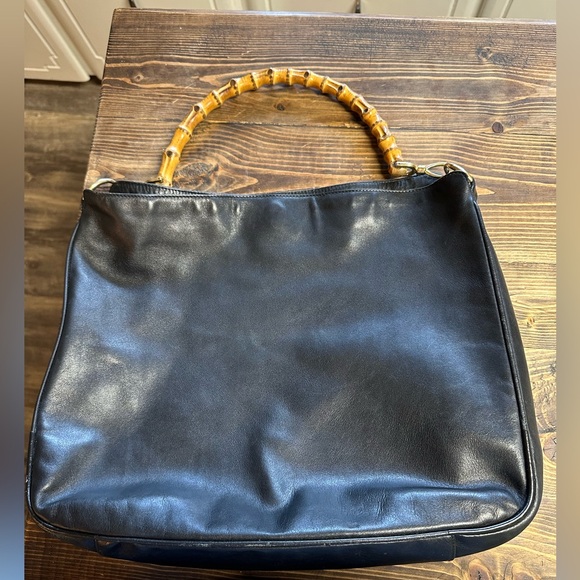 Gucci Bamboo handbag leather black 2way - Picture 2 of 8